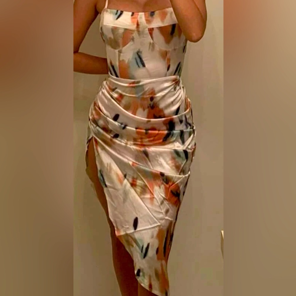Shein Split thigh Satin Cami Dress- Size M